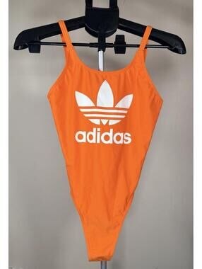 NWT Adidas Originals Women's Adicolor Trefoil One Piece Orange Swimsuit Size M